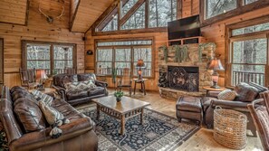 TV, fireplace, video games