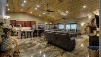 TV connectée, cheminée, table de tennis de table