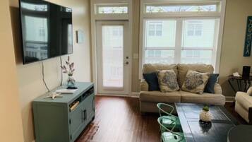 Smart TV, video games, DVD player, foosball