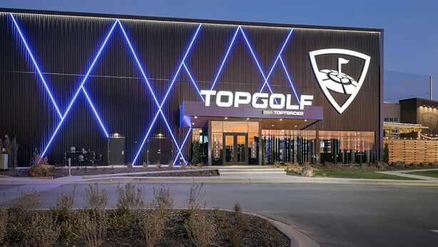 A modern building with a prominent TOPGOLF logo and a Toptracer sign. - ❃Close to the POOL! 3BD/2BA! Close to BSU/Nampa/Kuna! Your Boise Vacation Spot!❃ (Meridian)