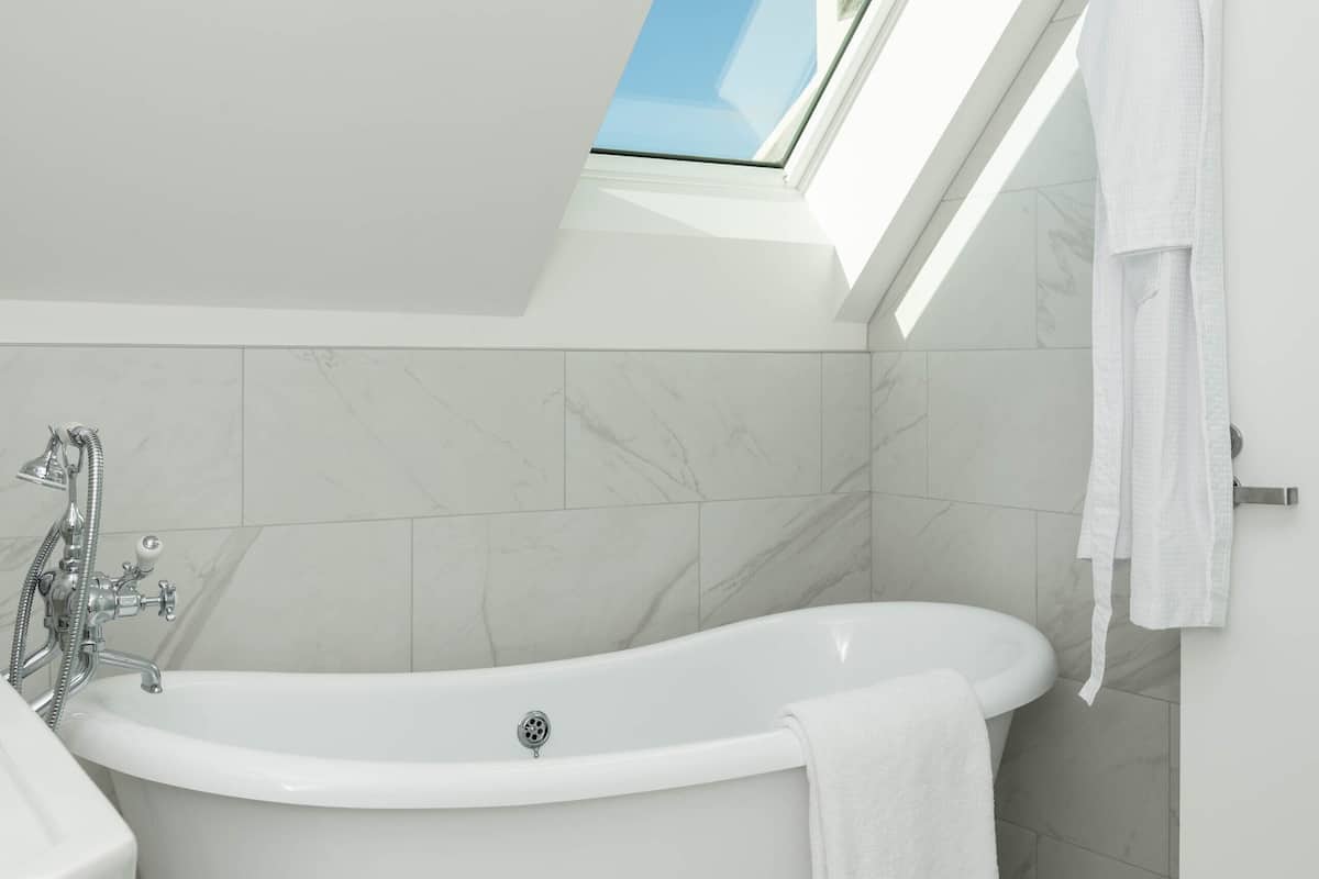 royal skylight room | bathroom | shower, rainfall showerhead, free toiletries, hair dryer