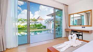 2 Bedroom Deluxe Garden Pool Villa | Blackout curtains, iron/ironing board, free WiFi, bed sheets