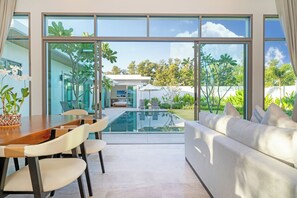 2 Bedroom Deluxe Garden Pool Villa | Living area | TV - Shambhala Grand Villa - Private Pool Villas by Escape Villas (Choeng Thale)