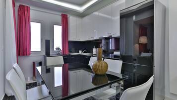 Fridge, microwave, oven, dishwasher