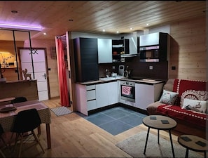 Réfrigérateur, micro-ondes, plaque de cuisson, lave-vaisselle