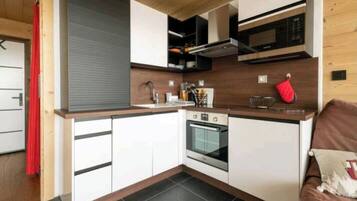 Réfrigérateur, micro-ondes, plaque de cuisson, lave-vaisselle