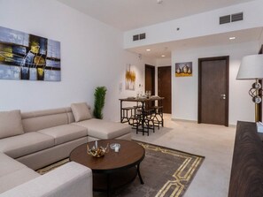 Living area - Stylish 1BR Apartment in Al Barsha Dubai (Dubai)