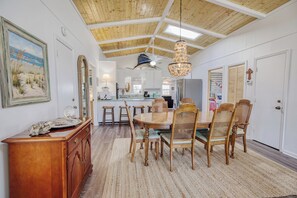 Dining - Canal Front Beach House with Dock, 2 Porches, 2 Dens, Short Block from Beach (Pawleys Island)
