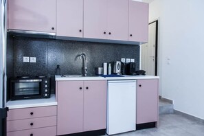 Mini-fridge, cookware/dishes/utensils - Homey studio in Athens Downtown -3 (Athens)