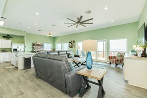 TV, DVD player - Elevator, 2 Decks, Gulf Views all Bedrooms & More - Private Beachfront Home (Galveston)