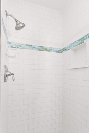 Bathtub, hair dryer, towels