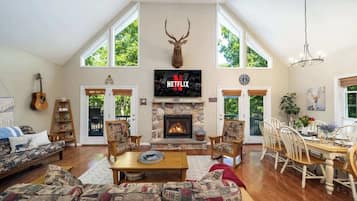 TV, fireplace, video games, offices