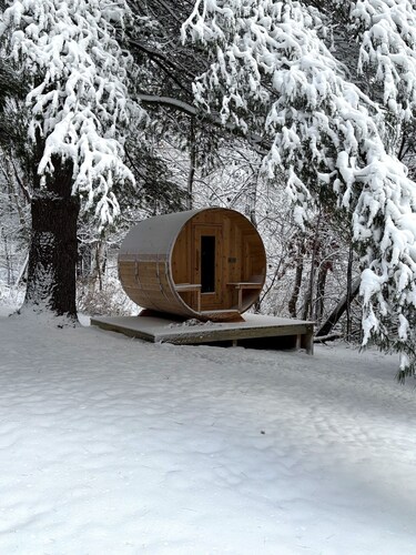 Cozy cabin in the woods on Big Trade Lake with Sauna and All Natural Cold Plunge