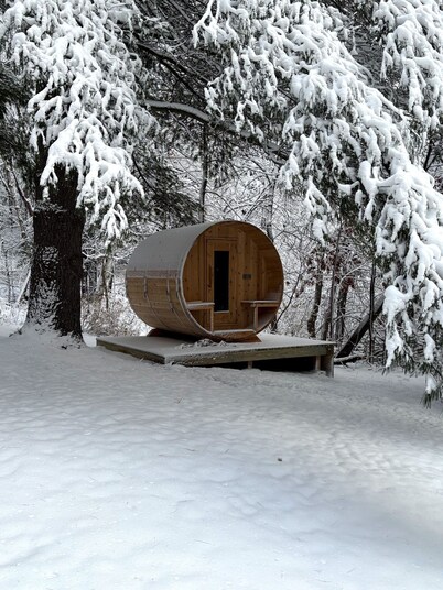 Cozy cabin in the woods on Big Trade Lake with Sauna and All Natural Cold Plunge