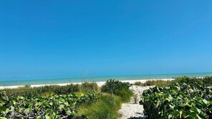 Plage à proximité, chaises longues, serviettes de plage