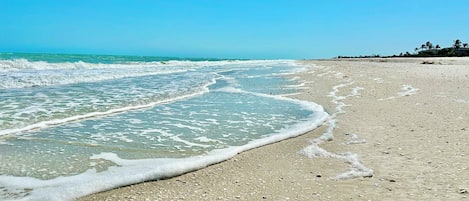 Beach nearby, sun-loungers, beach towels
