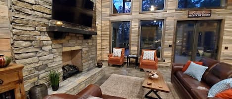 Smart TV, fireplace, video games, books