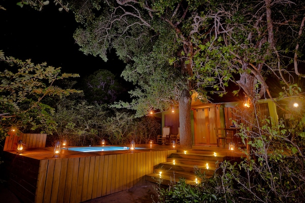 Eagle Tent with Private Pool (10% Off on Wildlife Safaris) | Premium bedding, memory foam beds, desk, laptop workspace