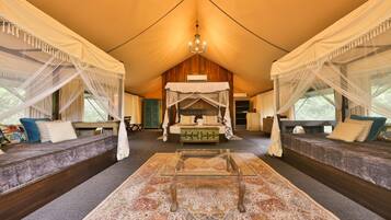 Premium bedding, memory-foam beds, desk, laptop workspace