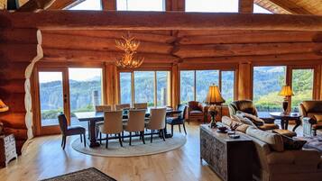 Televisio, takka, DVD-soitin, stereot