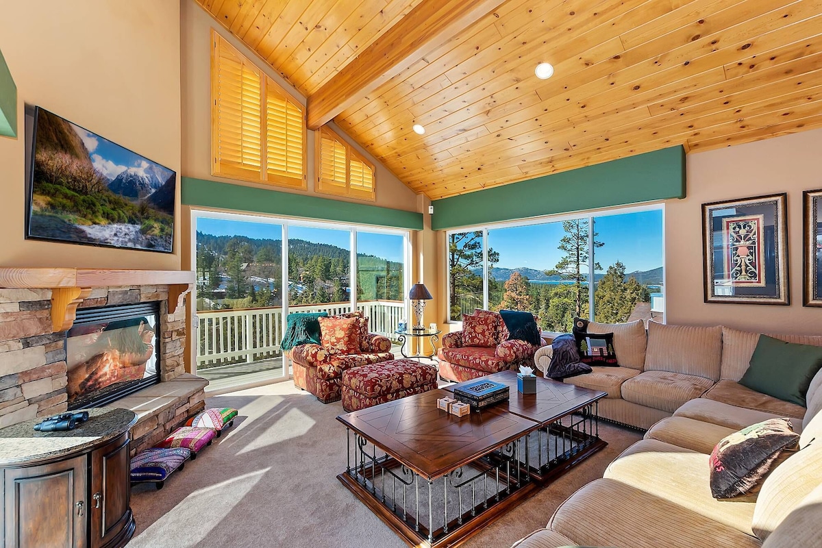 Photo 7 of Moonlight Mountain Retreat by Destination Big Bear: Custom Home! Amazing Lake and Ski Slope Views! HOT TUB! Foosball!