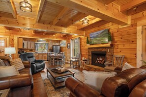 TV, fireplace, video games, DVD player - W/C Accessible, Private Log Cabin, with Mountain Views, Private Hot Tub (Sevierville)