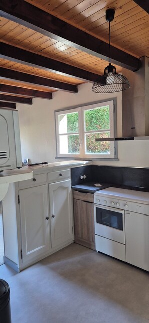 Fridge, microwave, oven, coffee/tea maker