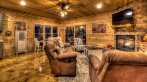House, 2 Bedrooms, Mountain View | Living room - Knotty Barn by Escape to Blue Ridge (Cherry Log)