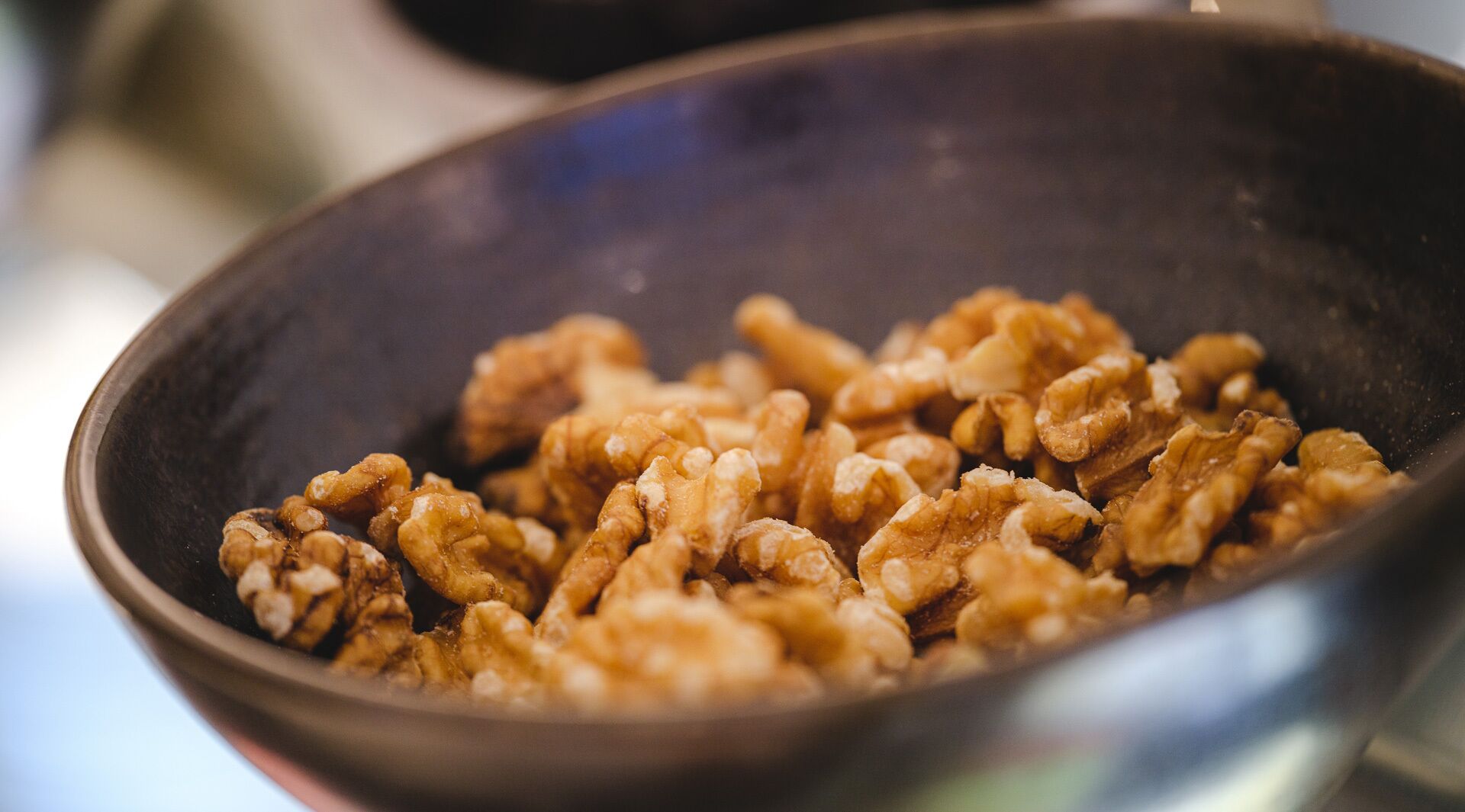 A bowl of walnuts.