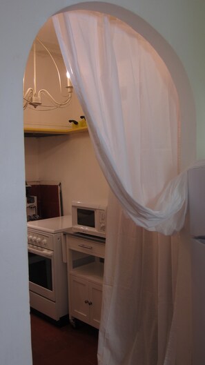 Fridge, microwave, oven, coffee/tea maker