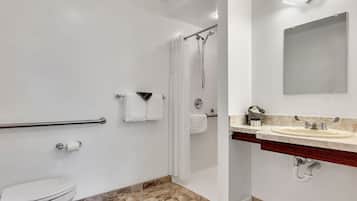 Standard Room, 1 Queen Bed, Accessible | Bathroom | Combined shower/tub, free toiletries, hair dryer, towels