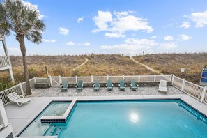 Outdoor pool - Sanctuary - Oceanfront 7 Bedroom Home - Renovated 2022 - Private Pool & Game Room (North Myrtle Beach)