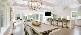 Newly constructed contemporary home, gunite heated pool, hot tub, deck with...