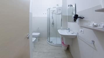 Shower, hair dryer, bidet, soap