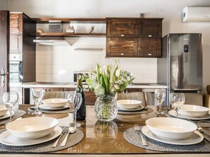 Fridge, microwave, oven, dishwasher
