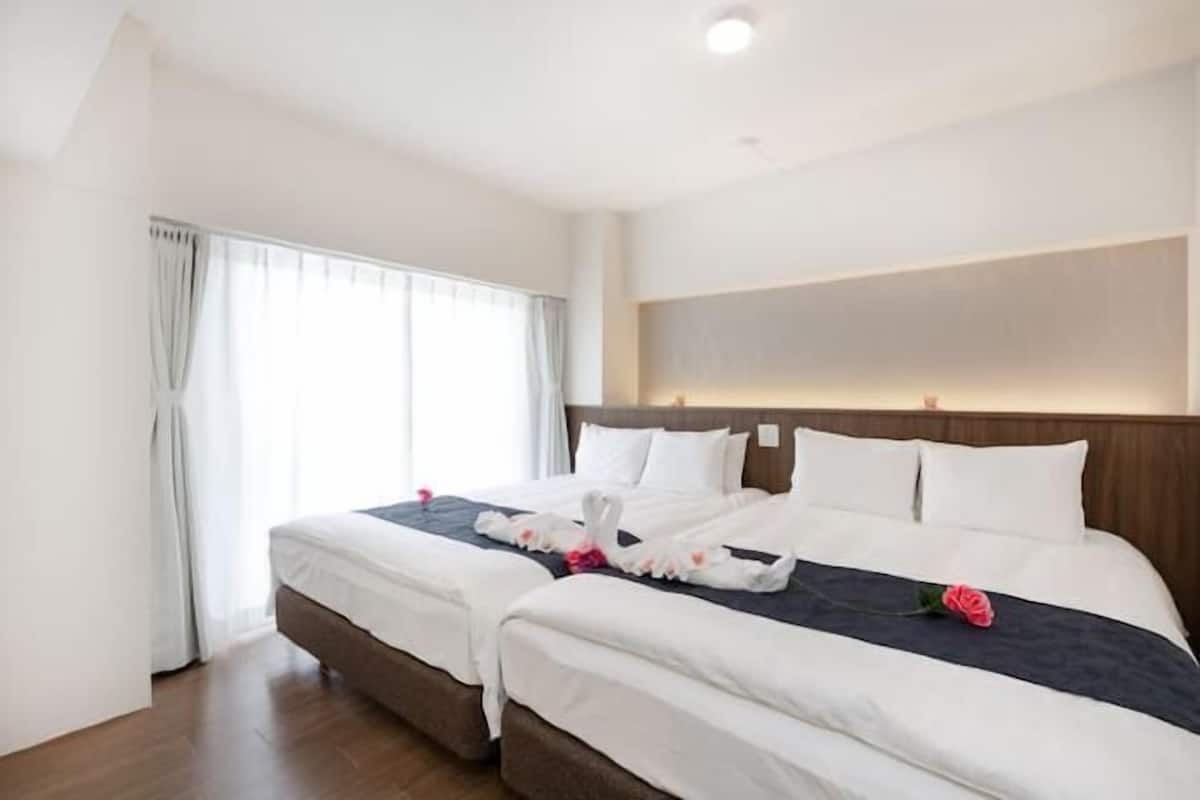 1 bedroom, laptop workspace, blackout curtains, soundproofing