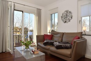 Télévision, cheminée, chaîne hi-fi