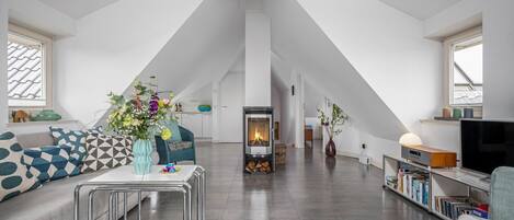 TV, fireplace, stereo