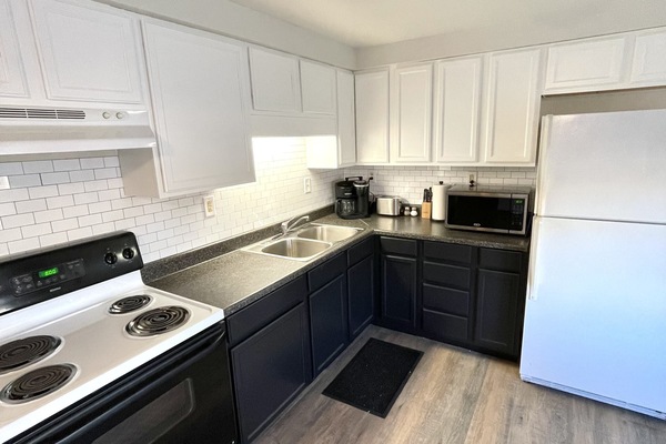 Frigorífico, microondas, horno y placa de cocina