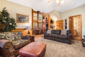 Smart TV, fireplace, DVD player