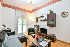 TV, DVD player, books