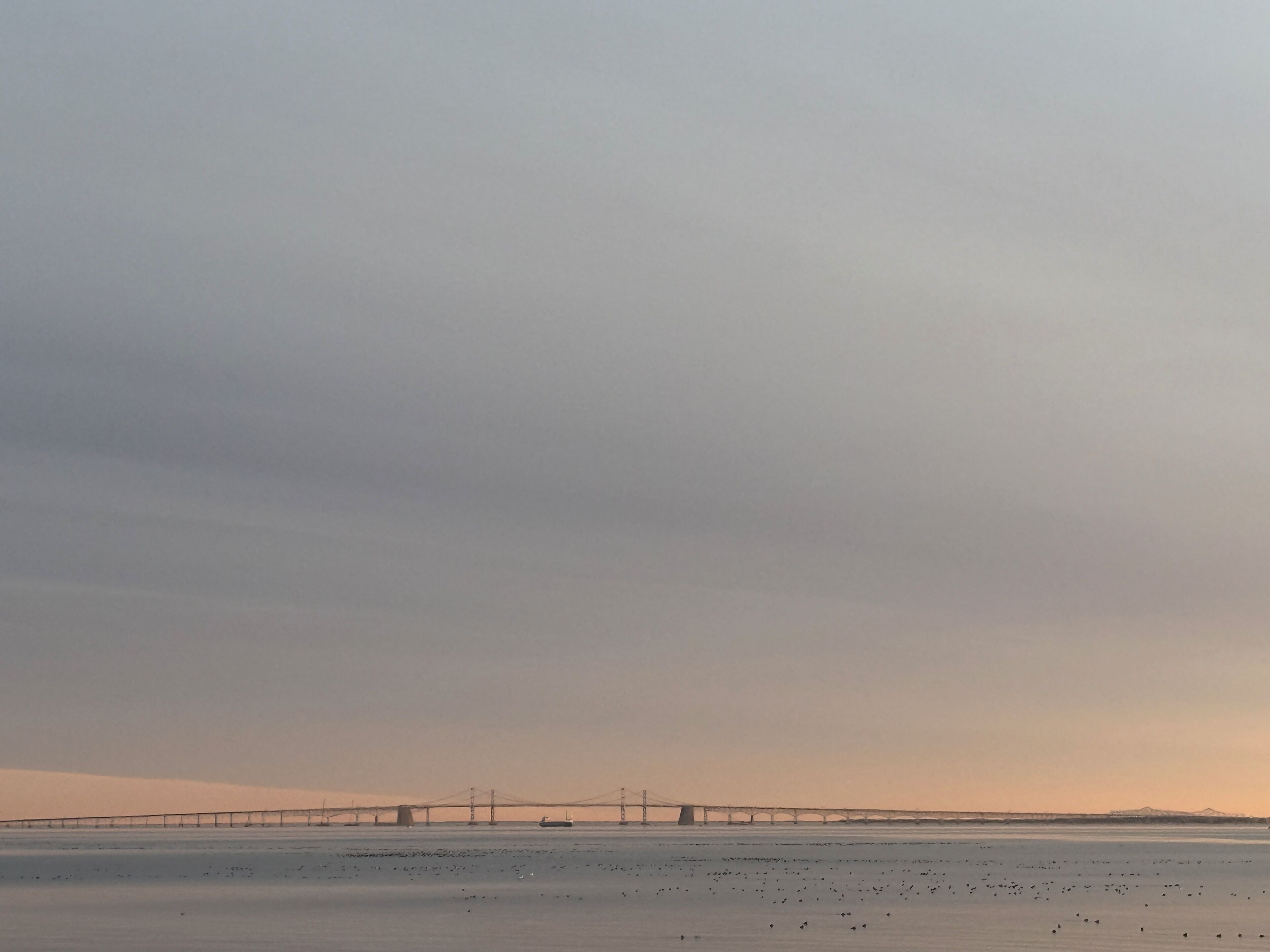 Un puente sobre un paisaje llano con cielo despejado.