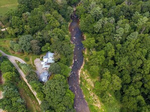 Exterior - A River Mist Too - Riverfront luxury with 2 firepits, Hot Tub, Pool Table, outdoor surround sound! (Sugar Grove)