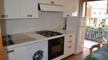 KĂŒhlschrank, Mikrowelle, Herdplatte, Kochgeschirr/Geschirr/Besteck