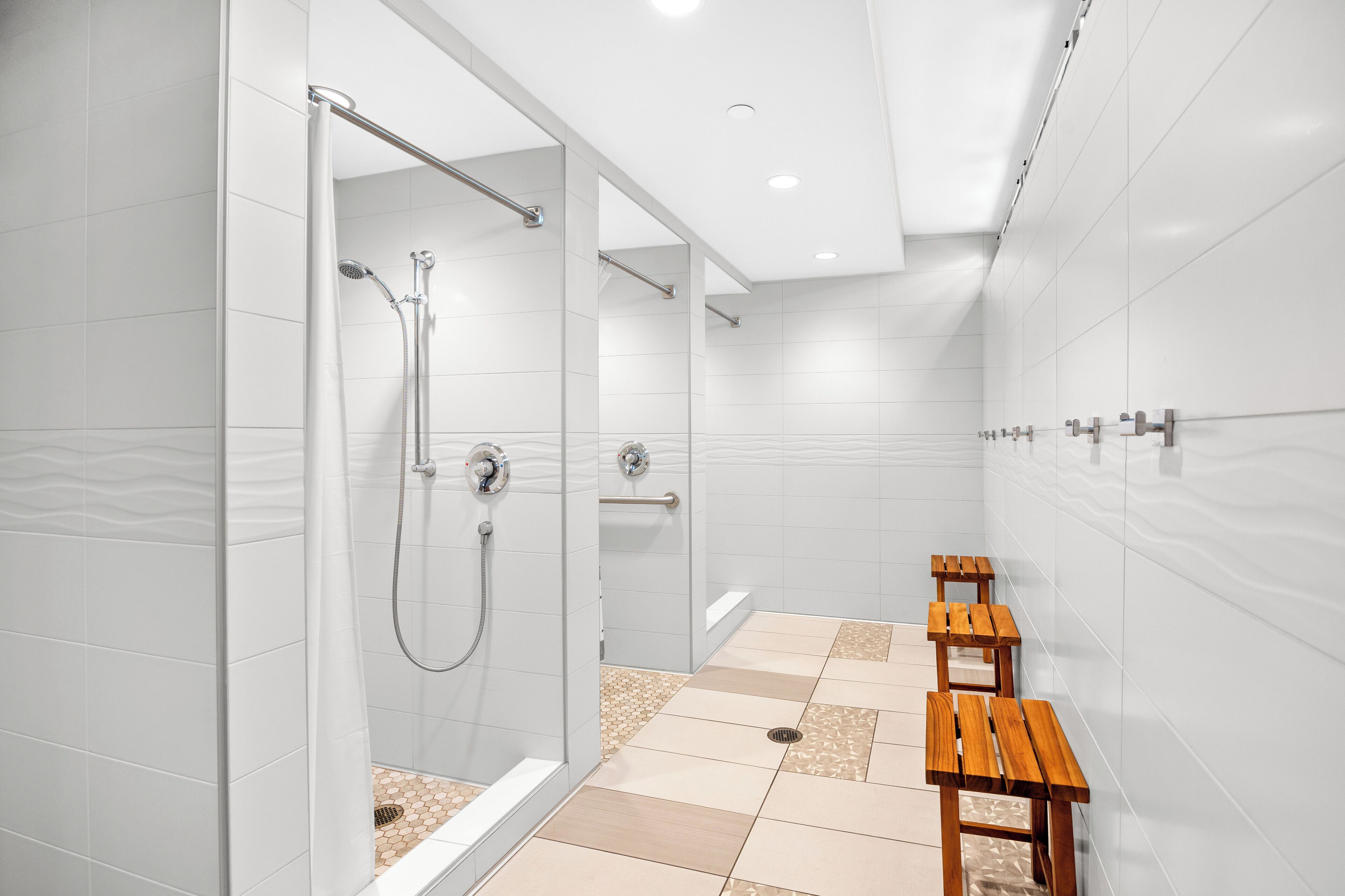 Combined shower/tub, hair dryer, towels, soap