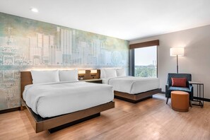 Premium Room, 2 Queen Beds, Non Smoking | Individually decorated, individually furnished, desk, laptop workspace
