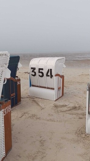 Playa en los alrededores y camastros 