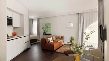Apartamento familiar | Caja fuerte, espacio para trabajar con un portátil, cortinas opacas