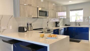 Fridge, microwave, oven, dishwasher