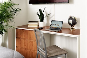 Standard Room, 2 Double Beds | Living area | 49-inch flat-screen TV with satellite channels, TV